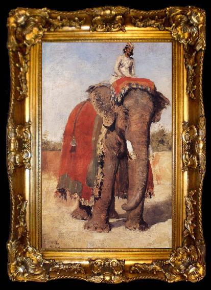 framed  Edwin Lord Weeks A State Elephant at Bikaner Rajasthan, ta009-2
